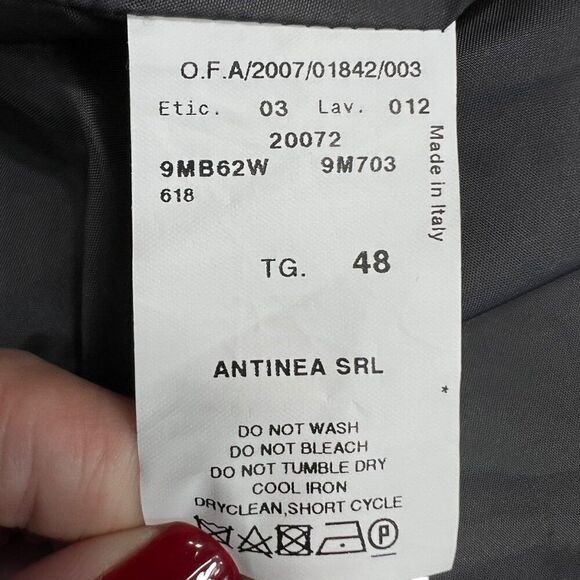 Armani Collezioni Womens Wool Jacket Size 12 Gray & Black Button-Up Hooded - Picture 3 of 15